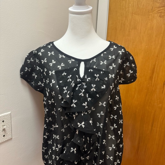 WARDROBE.NYC Tops - Wardrobe Black Ruffles w/Bow